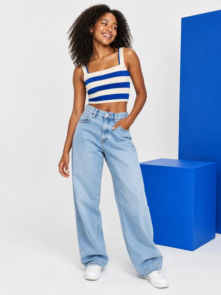 Cropped Listrado Azul